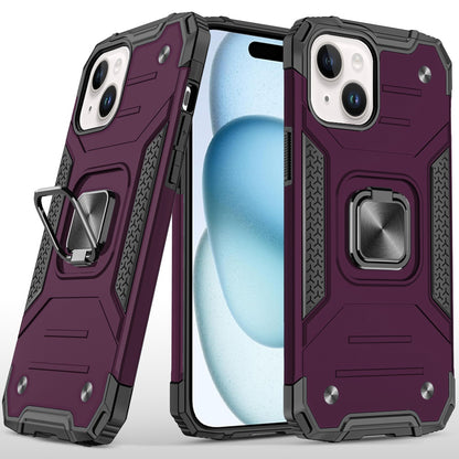 Phone Case for Apple iPhone 15 Plus Magnetic Car Mount Hybrid Ring Stand Shockproof Rugged Grip Armor Heavy Duty Protective TPU Durable Cover Purple