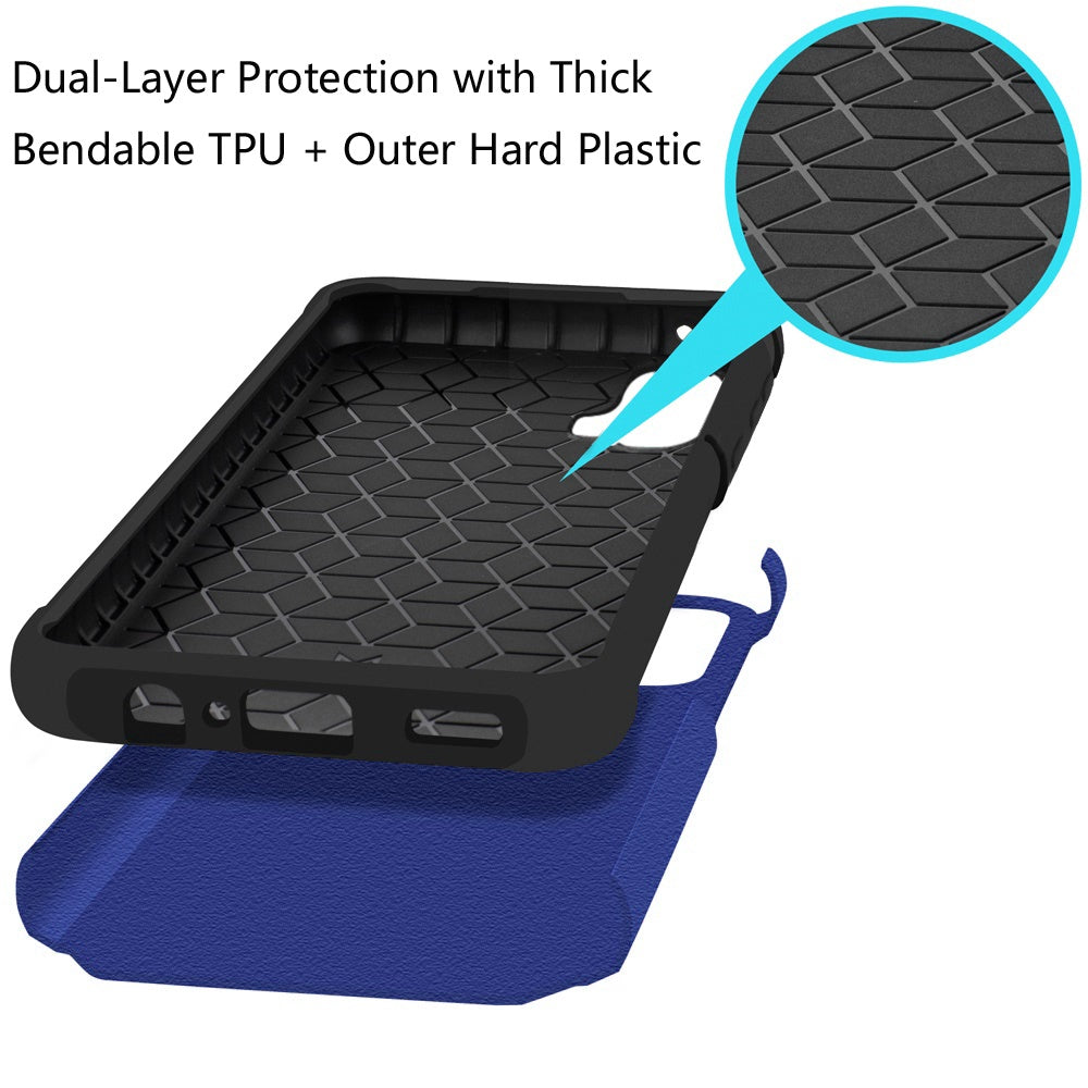 Phone Case for Motorola Edge 2024 Slim Tough Shockproof Heavy Duty Hybrid Armor Anti Slip Durable Grip Dual Layer TPU Protective Hard Shell Cover Blue