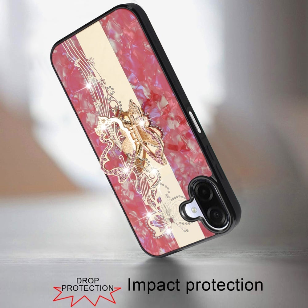 For Samsung Galaxy A07 Diamonds 3D Fashion Bling Sparkly Glitter Ornaments Engraving Hybrid with Ring Stand Case Cover