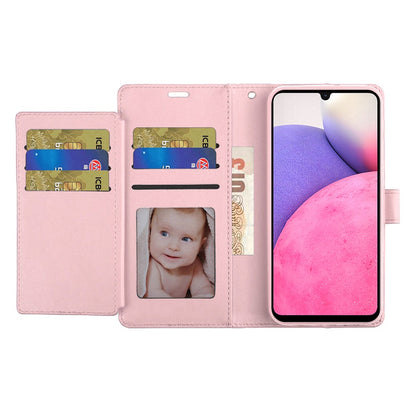 For Samsung Galaxy A57 Wallet Cases PU Leather with Credit Card /ID /Cash Holder Slot Dual Flip Book Pouch, Stand and Strap Case Cover Rose Gold