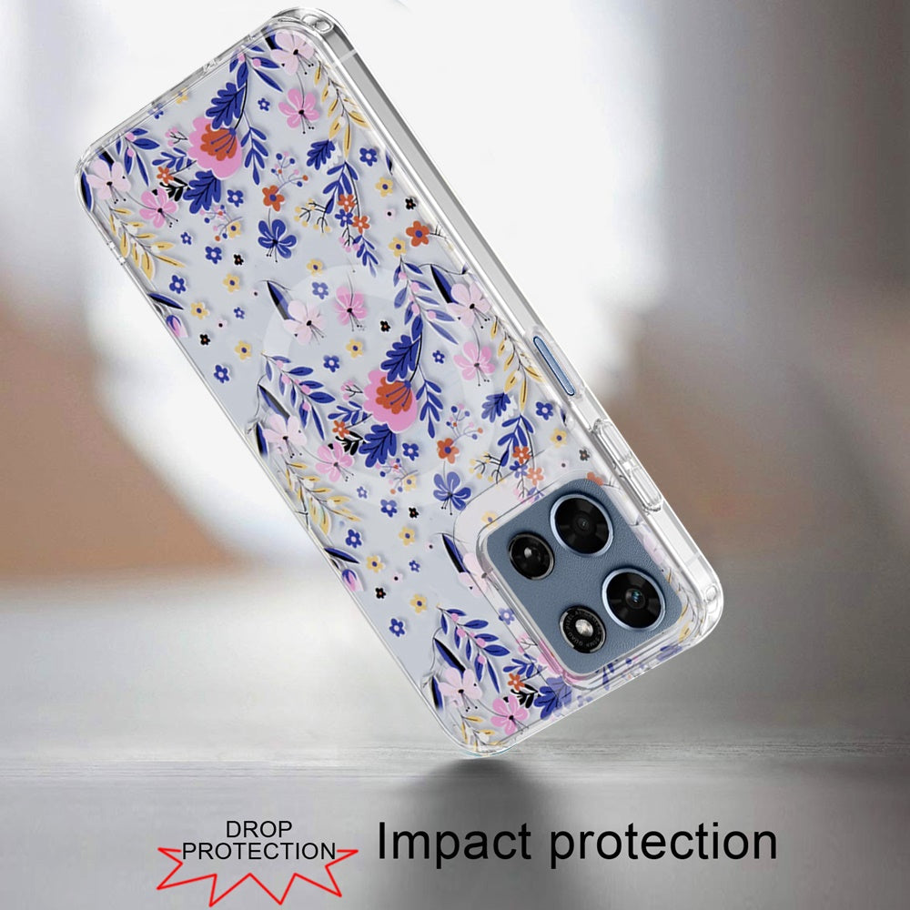 Phone Case for Motorola Moto G Play 5G 2026 Shockproof Dual Layer TPU IMD Print Rugged Anti-Slip Grip Drop Protection Scratch Resistant Slim Fit Glossy Floral Heart Aesthetic Cover