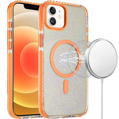 For Apple iPhone 17E /16E Transparent Hybrid with Color-Matched Magnetic Circle, Rubber TPU Frame Hard PC Shockproof Case Cover Cosmic Orange