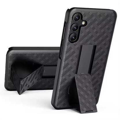 For Samsung Galaxy S25 /S24 Hybrid Slim 3-in-1 Shockproof Armor with Kickstand Holster Combo & Swivel Belt Clip Case Cover Black