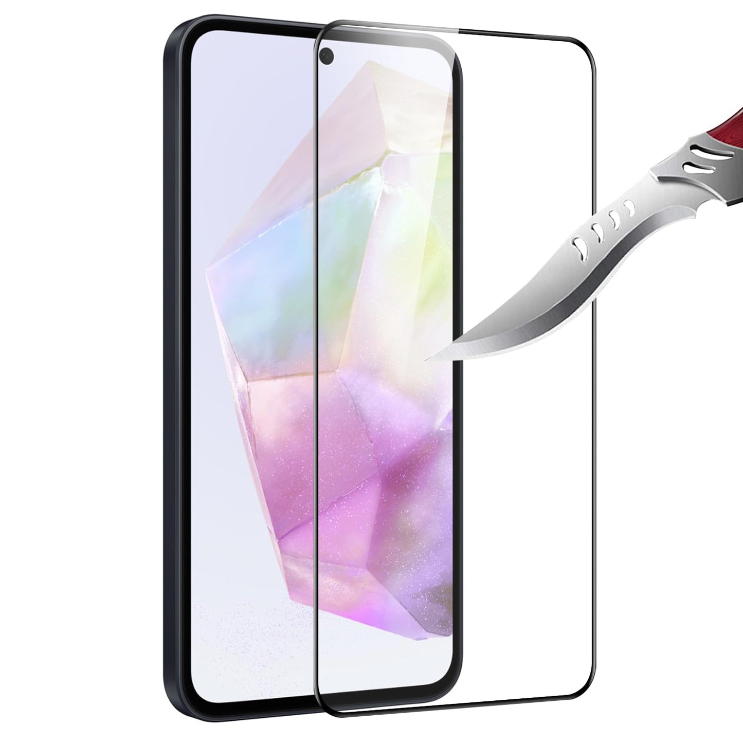 Screen Protector for Samsung Galaxy A27 Tempered Glass Screen Protector Transparent Black Edge 9H Hardness Bubble Free Fingerprint Easy to Install Black