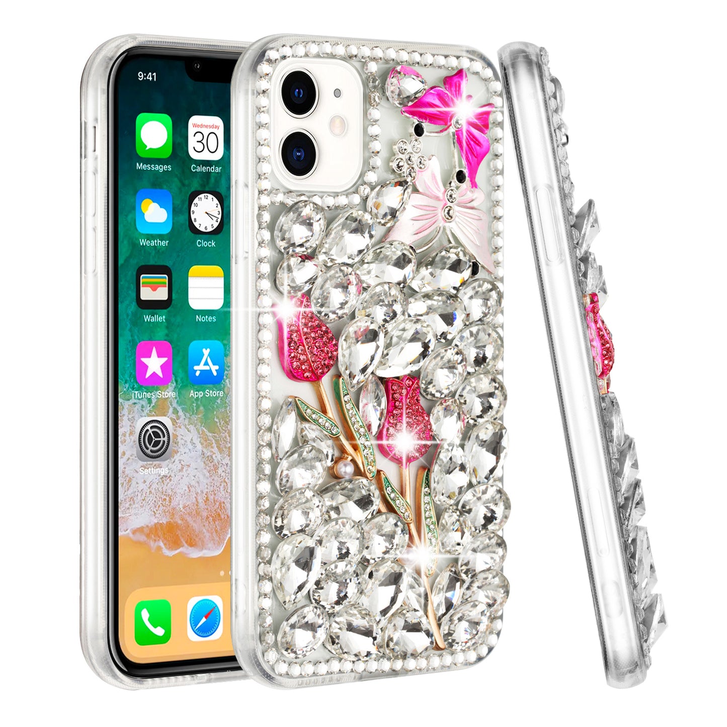 For Apple iPhone 17E /16E Bling Crystal 3D Full Diamonds Luxury Sparkle Rhinestone Hybrid Protective Case Cover