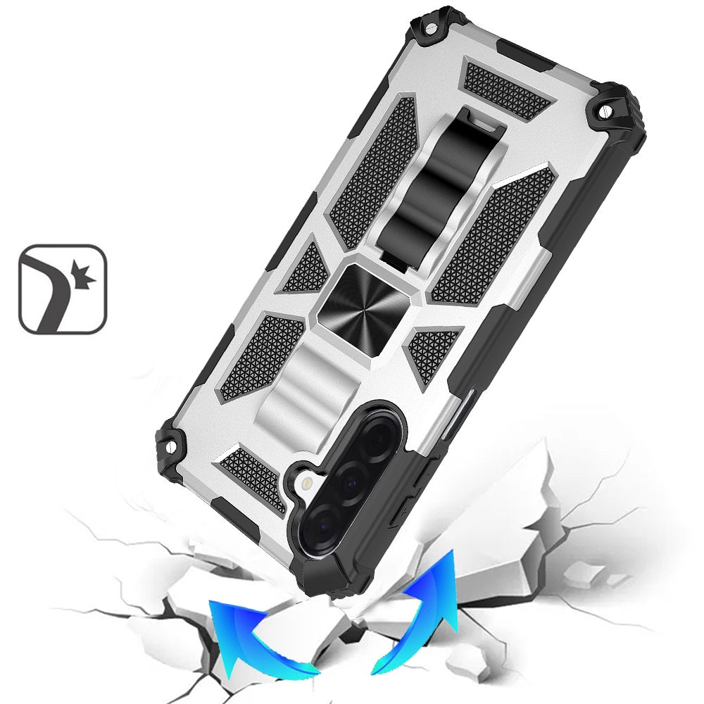 For Samsung Galaxy A17 5G Hybrid Shockproof [Military Grade] Rugged Protective with Magnetic Car Mount & Invisible Stand Case Cover