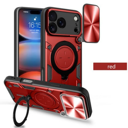 For Apple iPhone 17 Pro Hybrid Shockproof with Magnetic Ring Stand, Compatible with Magsafe & Sliding Camera Lens Protector Case Cover