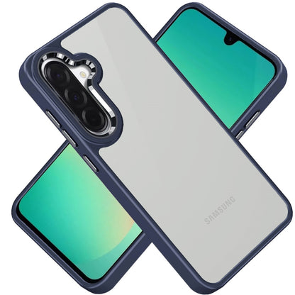 Phone Case for Samsung Galaxy A27 Transparent Thick Acrylic Hybrid Metal Buttons Shockproof Rubber TPU Slim Durable Grip Protective Cover