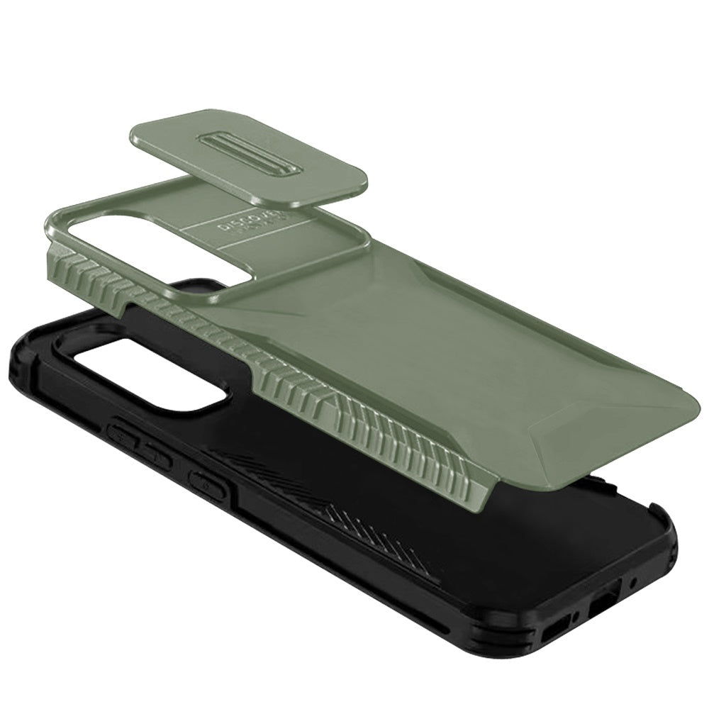 For Samsung Galaxy A26 Slim Fit Shockproof Hybrid with Slide Camera Window Covering, Rugged Tpu Silicone Hard PC Bumper Case Cover