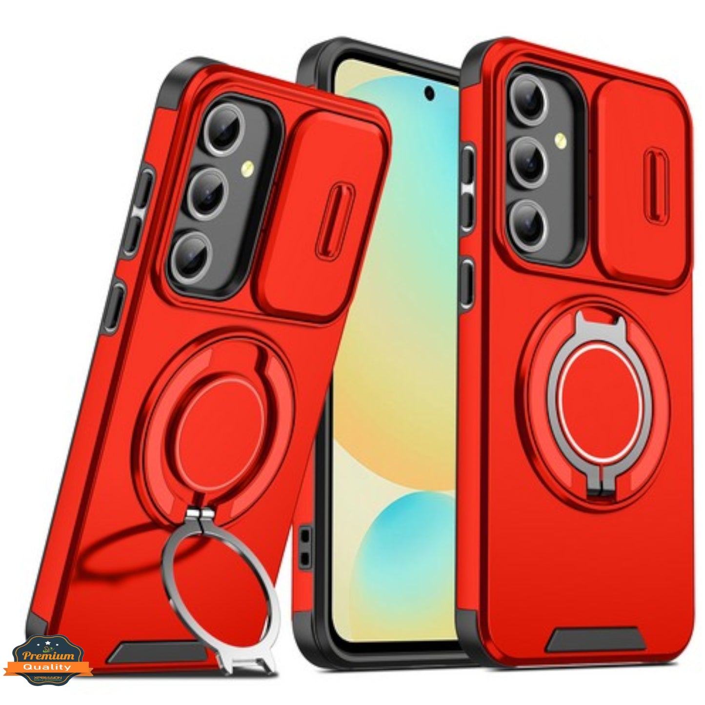 For Samsung Galaxy S25 /S24 Hybrid Case with 360° Magnetic Ring Stand, Camera Slide Protector & Compatible with MagSafe Case Cover