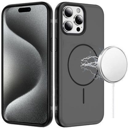 Phone Case for Apple iPhone 15 Pro Max Super Magnetic Matte Hybrid Shockproof Thick Protective Durable Grip Anti Scratch Premium Edge Slim Fit Cover Black