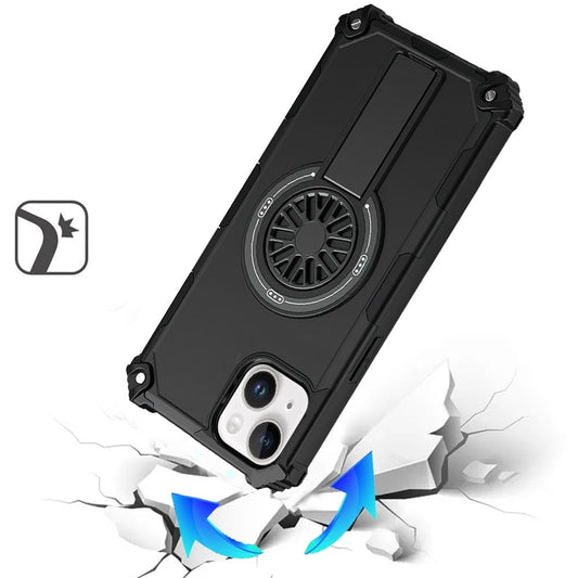 Phone Case for Apple iPhone 14 /iPhone 13 Invisible Kickstand Magnetic Car Mount Friendly Shockproof Texture Anti Slip Durable Grip Heavy Duty Hybrid Cover