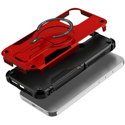 Phone Case for Apple iPhone 16 Pro Max Magnetic Kickstand Rugged Shockproof Armor Grip Anti Slip Heavy Duty Protective Matte Stand Hybrid Cover Red