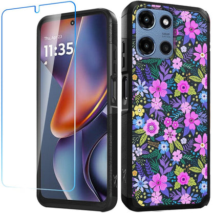 For Motorola Moto G Stylus 5G 2025 Tough Hybrid Dual Layer Hard PC TPU Rubber Bumper, Shock Absorption, Screen Protector Included Case Cover