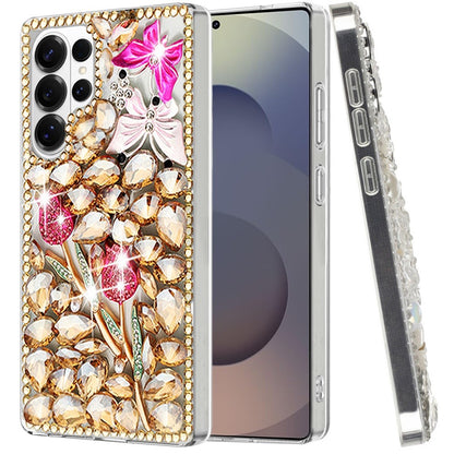 For Samsung Galaxy S26 Ultra Bling Crystal 3D Full Diamonds Luxury Sparkle Rhinestone Hybrid Protective Case Cover