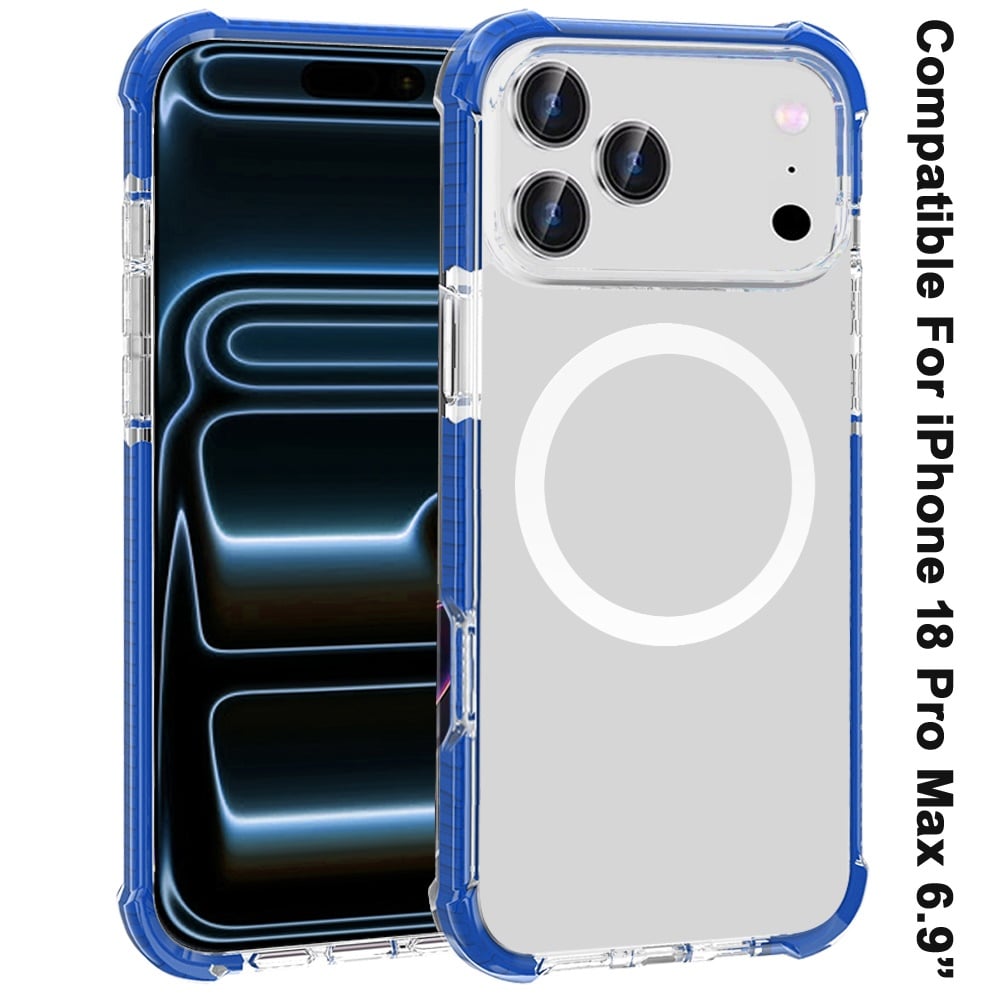 Phone Case for Apple iPhone 18 Pro Max/ 17 Pro Max Acrylic Magnetic Circle Transparent Shockproof Frame Hybrid 2.5mm Tough Clear Drop Protection Slim Durable Cover