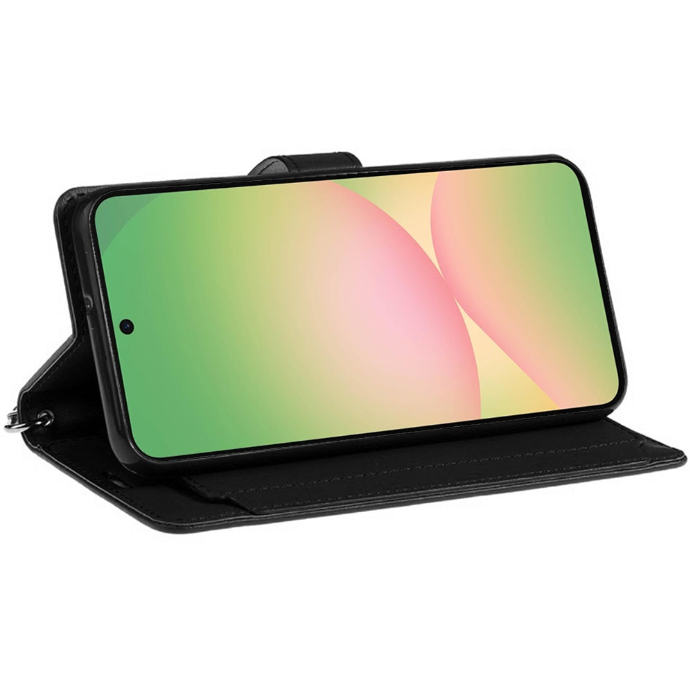 For Samsung Galaxy A57 Wallet Cases PU Leather with Credit Card /ID /Cash Holder Slot Dual Flip Book Pouch, Stand and Strap Case Cover Black
