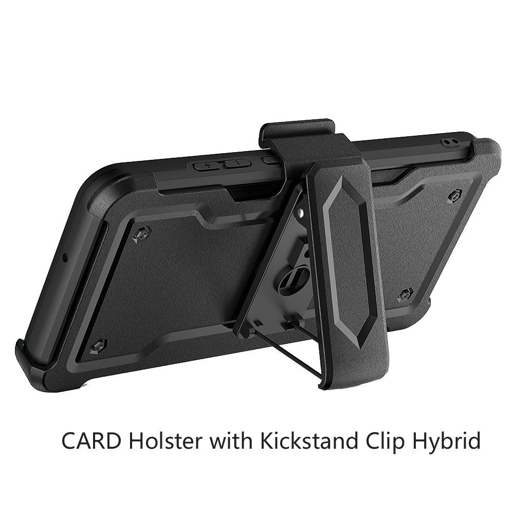 For Apple iPhone 16 Pro Max (6.9") Armor Shockproof Belt Clip Holster with Credit Card Holder, Kickstand Protective Full Body Heavy Duty Hybrid Case Cover Black