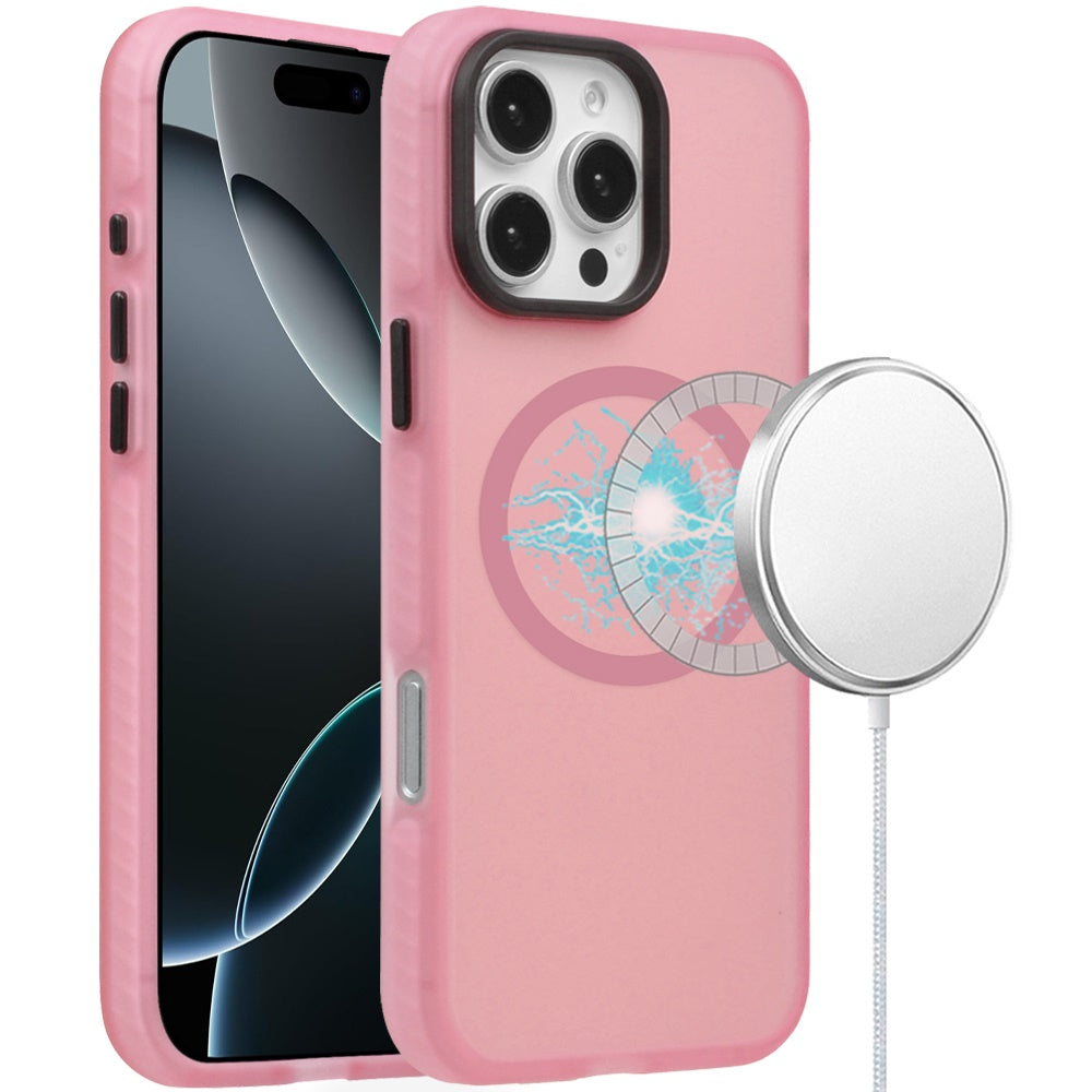 For Apple iPhone 16 Pro (6.3") Matte Skin Hybrid TPU with Magnetic Circle MagSafe Compatible, Military Grade Shockproof Slim Fit Case Cover