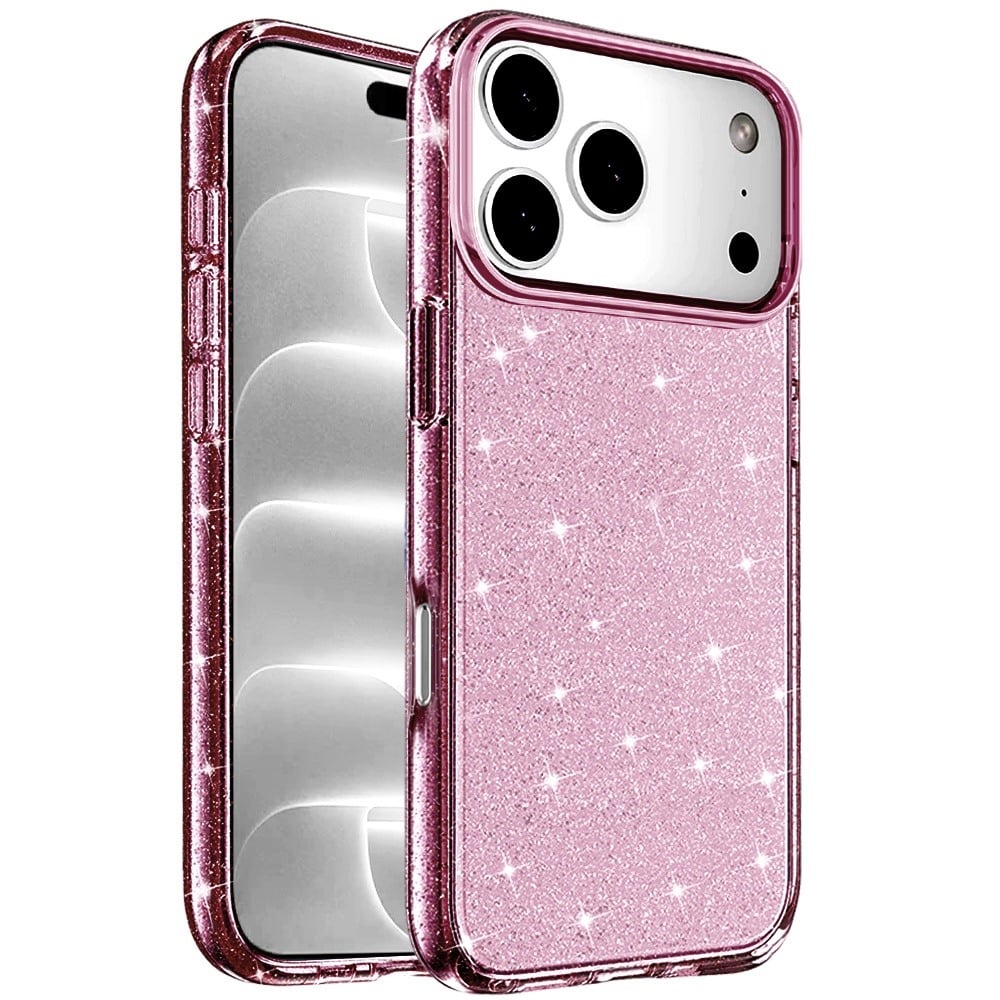 Phone Case for Apple iPhone 18 Pro/ 17 Pro Glitter Transparent Shockproof Thick Clear Hybrid Slim Fit Heavy Duty 3mm TPU Protective Bumper Cover Purple