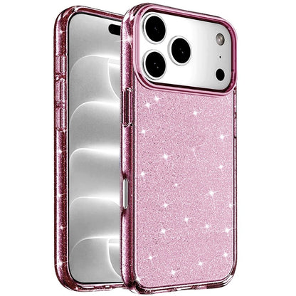 Phone Case for Apple iPhone 18 Pro/ 17 Pro Glitter Transparent Shockproof Thick Clear Hybrid Slim Fit Heavy Duty 3mm TPU Protective Bumper Cover Purple