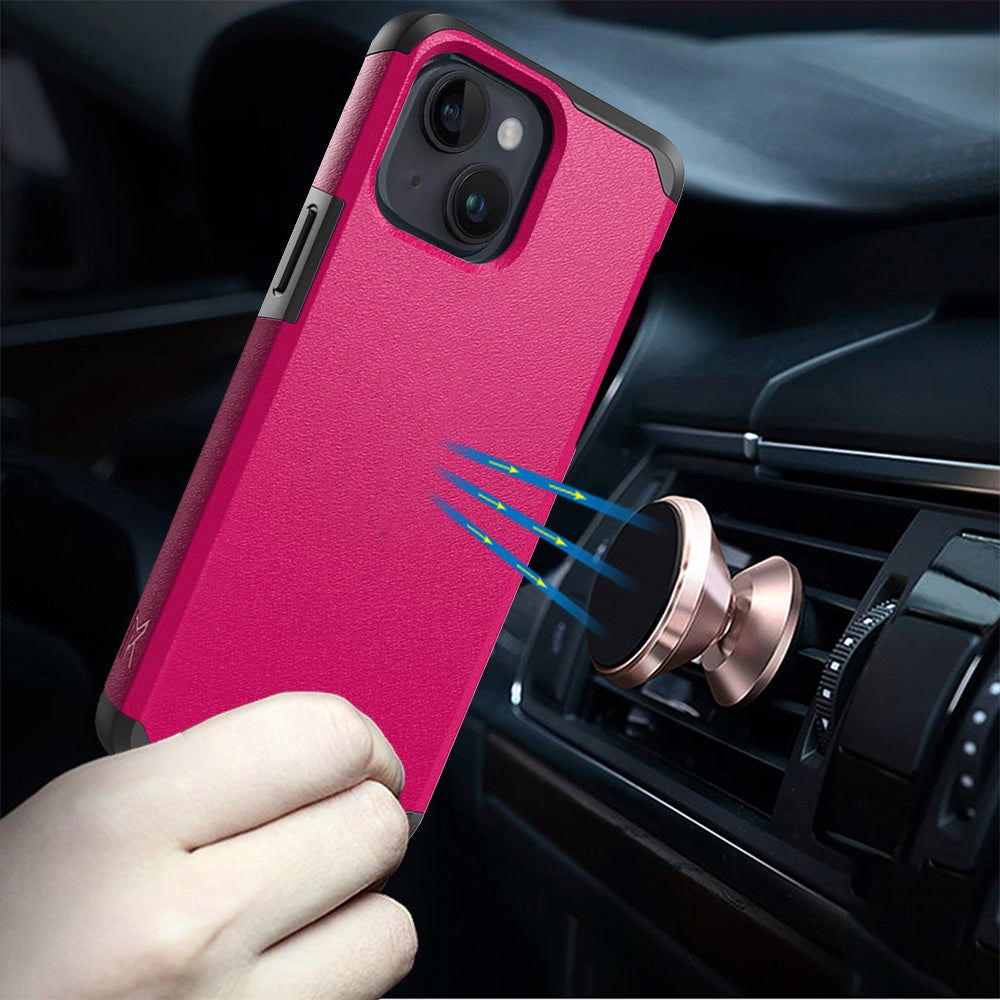 Phone Case for iPhone 14/13 Premium Slim Tough 2in1 Hybrid Case Dual-Layer PC TPU Rubber Armor with Shockproof Protection Cover Pink