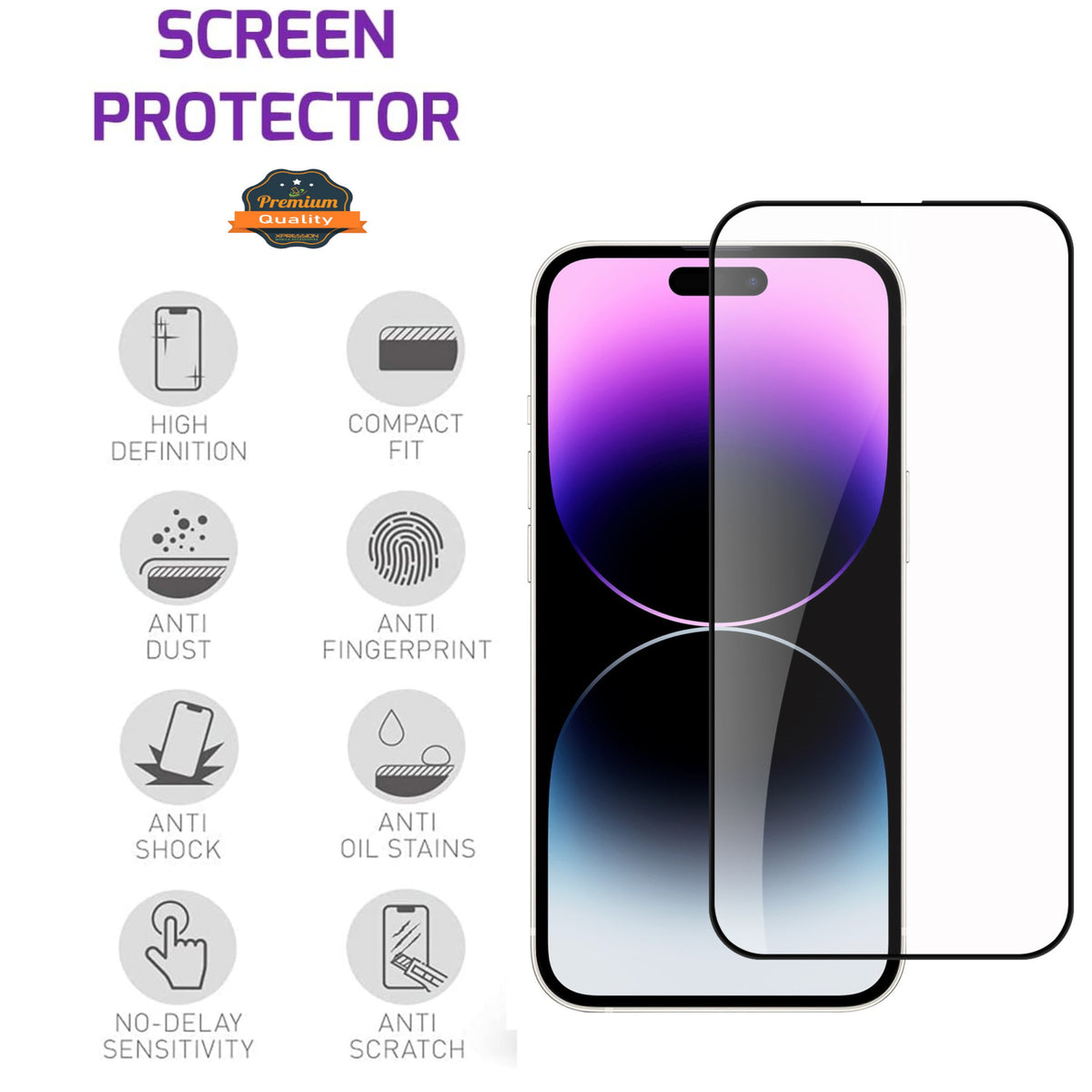 Screen Protector for Apple iPhone 18 / 17 Pro Tempered Glass Screen Protector [Full Coverage] Curved Black Edged 9H Hardness Glass Screen Protector Clear Black