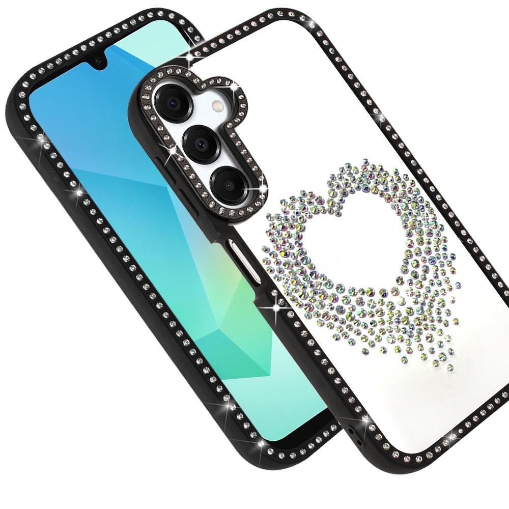 For Samsung Galaxy A16 5G Angel Hearts Glitter Shimmer Diamond Edge Hybrid Drop Protection Shockproof Design Case Cover