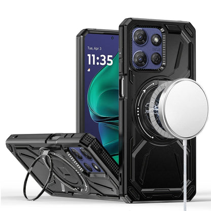 For Motorola Moto G Stylus 5G 2025 Hybrid Magnetic Ring and 360° Rotational Kickstand with MagSafe Compatible, Military Grade Drop Protection Case Cover
