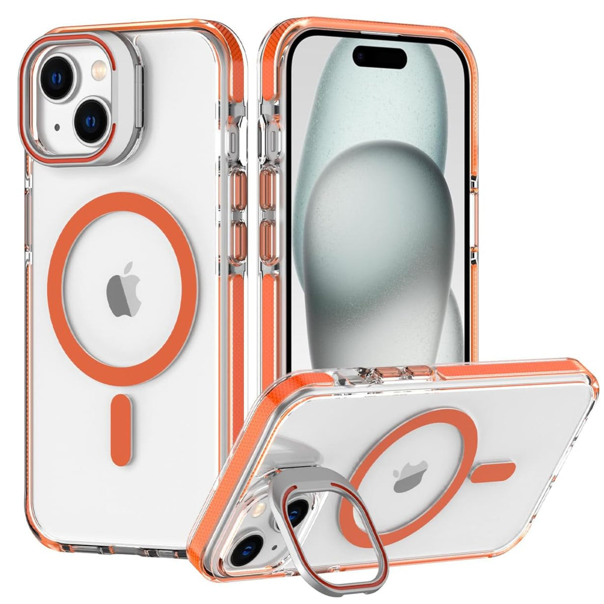 For Apple iPhone 17 AIR Clear Back Hybrid with MagSafe Compatible Metal Camera Stand Colorful Bumper Frame Shockproof Case Cover
