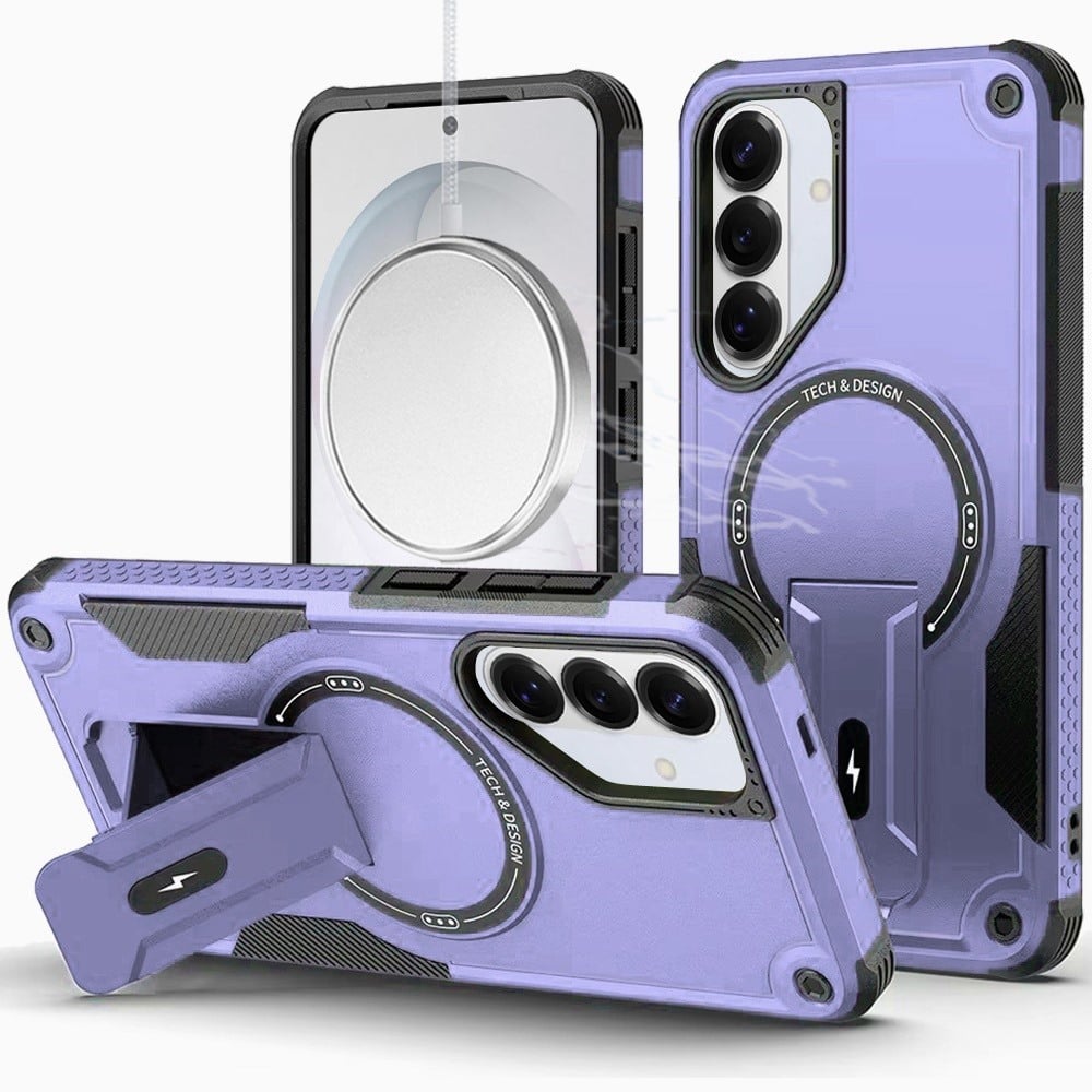 Phone Case for Samsung Galaxy S26 Magnetic Kickstand Rugged Shockproof Armor Grip Anti Slip Heavy Duty Protective Matte Stand Hybrid Cover Purple