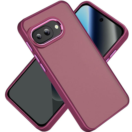 Phone Case for Google Pixel 10A Transparent Thick Acrylic Hybrid Metal Buttons Shockproof Rubber TPU Slim Durable Grip Protective Cover