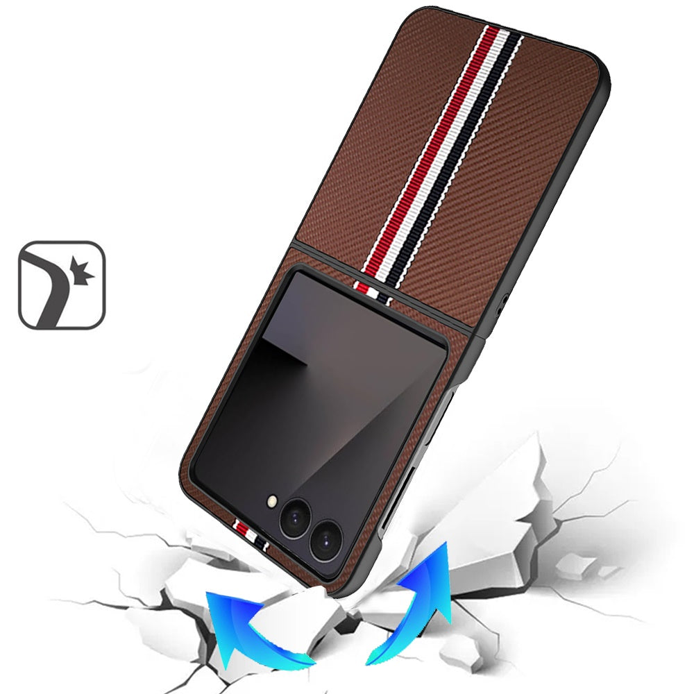 For Google Pixel 10 Pro Fold Velvet Fabric PU Vegan Leather, Premium Flip Design, Slim Snap-On Hard PC + TPU Case Cover Brown