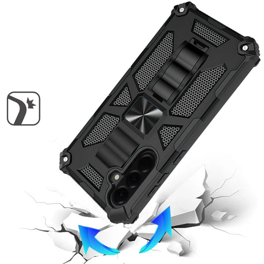 Phone Case for Samsung Galaxy A27 Built in Magnetic Hiden Kickstand Shockproof Rugged Armor Grip Hybrid Heavy Duty Anti Slip Protective Style Cover
