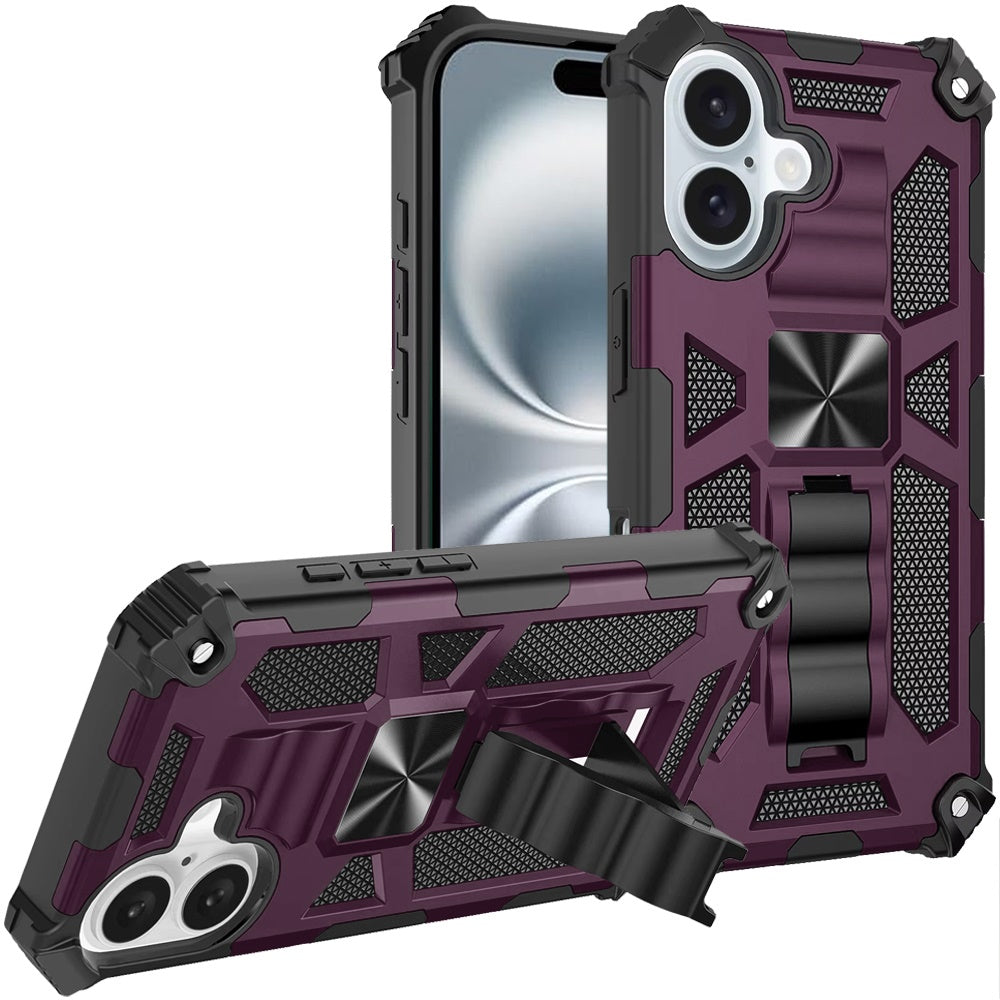 Built in Magnetic Hiden Kickstand Shockproof Rugged Armor Grip Hybrid Heavy Duty Anti Slip Protective Style