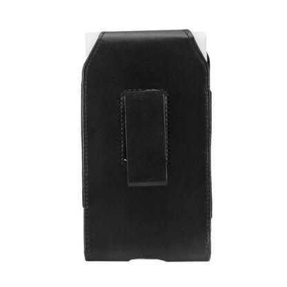 For Apple iPhone 16 (6.1") Vertical PU Leather Cell Phone Carrying Case Pouch with Belt Clip Holster Universal Phone Holder Waist Pouch [Black]