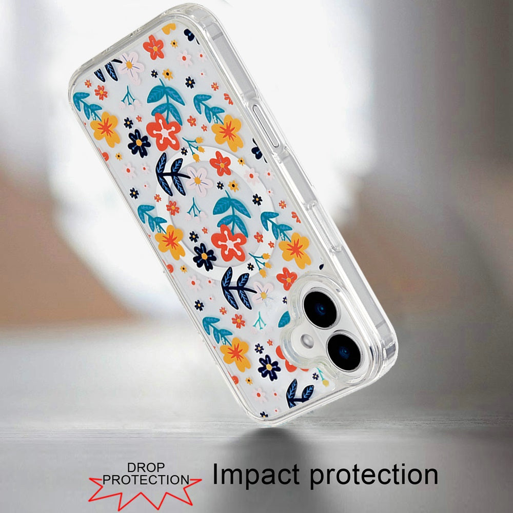 For iPhone 16 (6.1") Cute Fashion Pattern Design, Durable Shockproof Slim TPU Hard Back, MagSafe Compatible Case Cover
