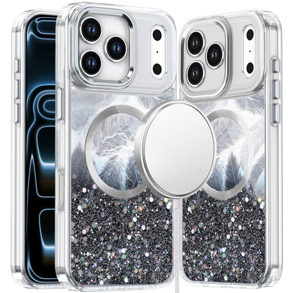 Phone Case for Apple iPhone 18 Pro Max Magnetic Epoxy Glitter Shimmer Crystal Hybrid Shockproof Slim Grip Anti Scratch Protective Clear Cover