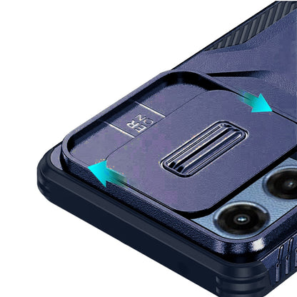 For Motorola Moto G Play 5G 2026 Slim Fit Shockproof Hybrid with Slide Camera Window Covering, Rugged Tpu Silicone Hard PC Bumper Case Cover Dark Blue