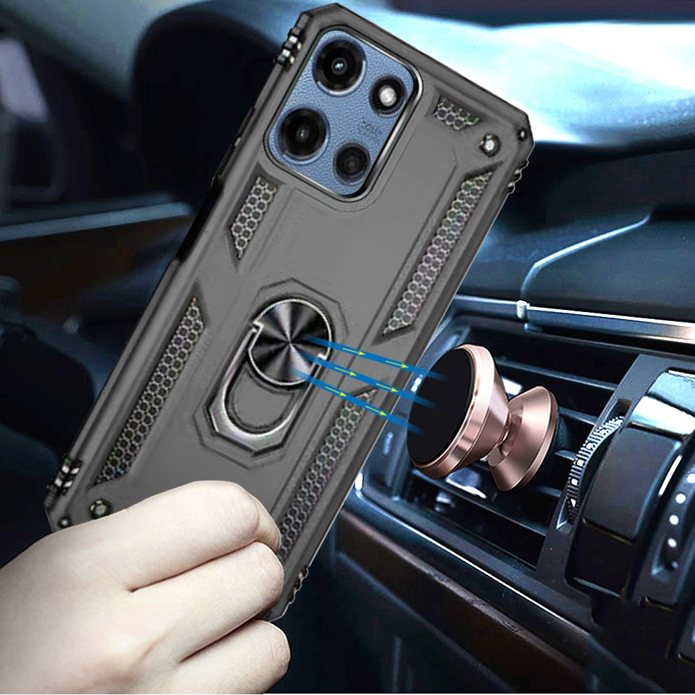 For Motorola Moto G 5G 2026/2025 Hybrid Shockproof Durable 360 Degree Rotatable Ring Stand Holder Kickstand Fit Magnetic Car Mount Case Cover