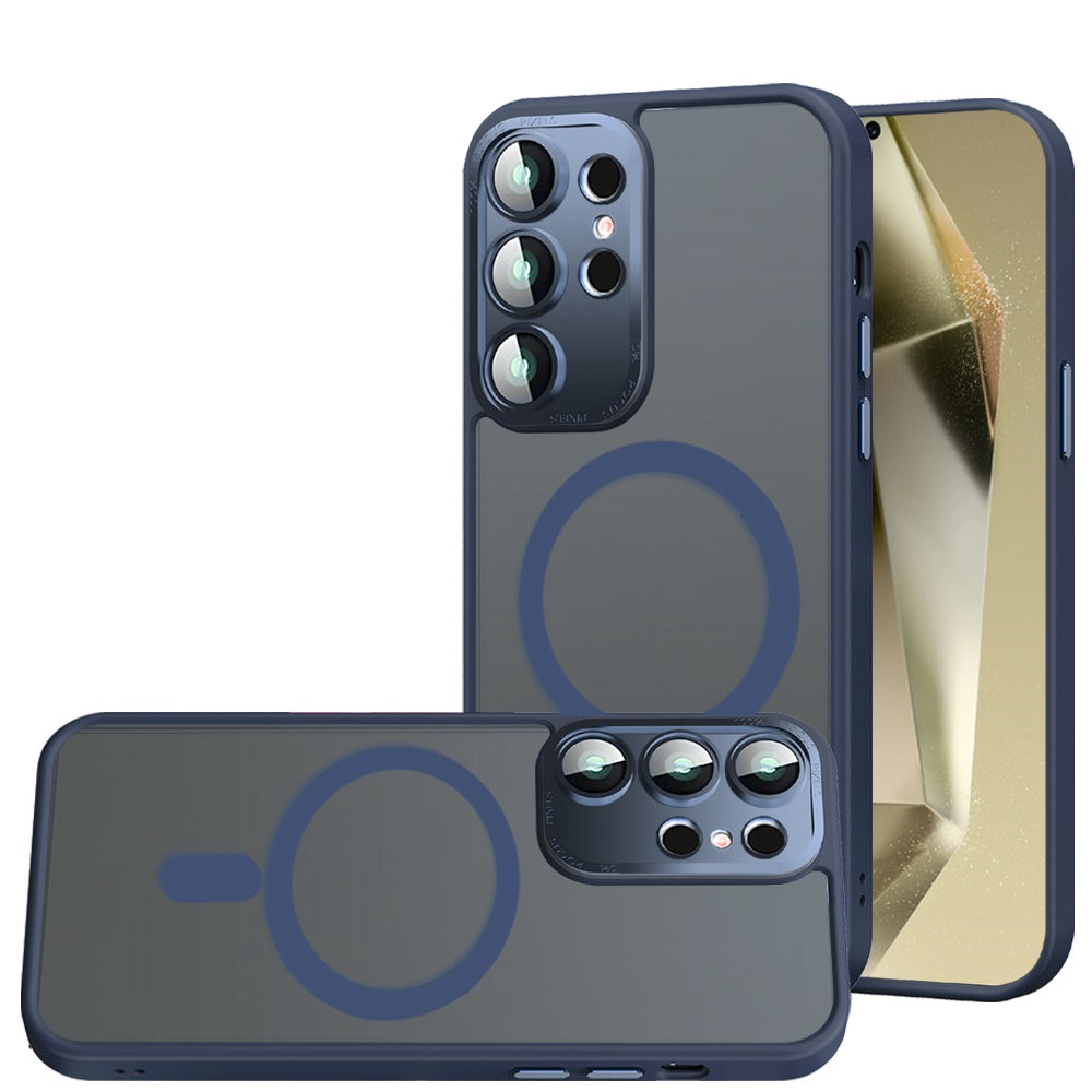 For Samsung Galaxy S26 Ultra Complete Protection HQ Matte Translucent Hybrid Shockproof w/ Camera Protector Compatible with MagSafe Case Cover Blue