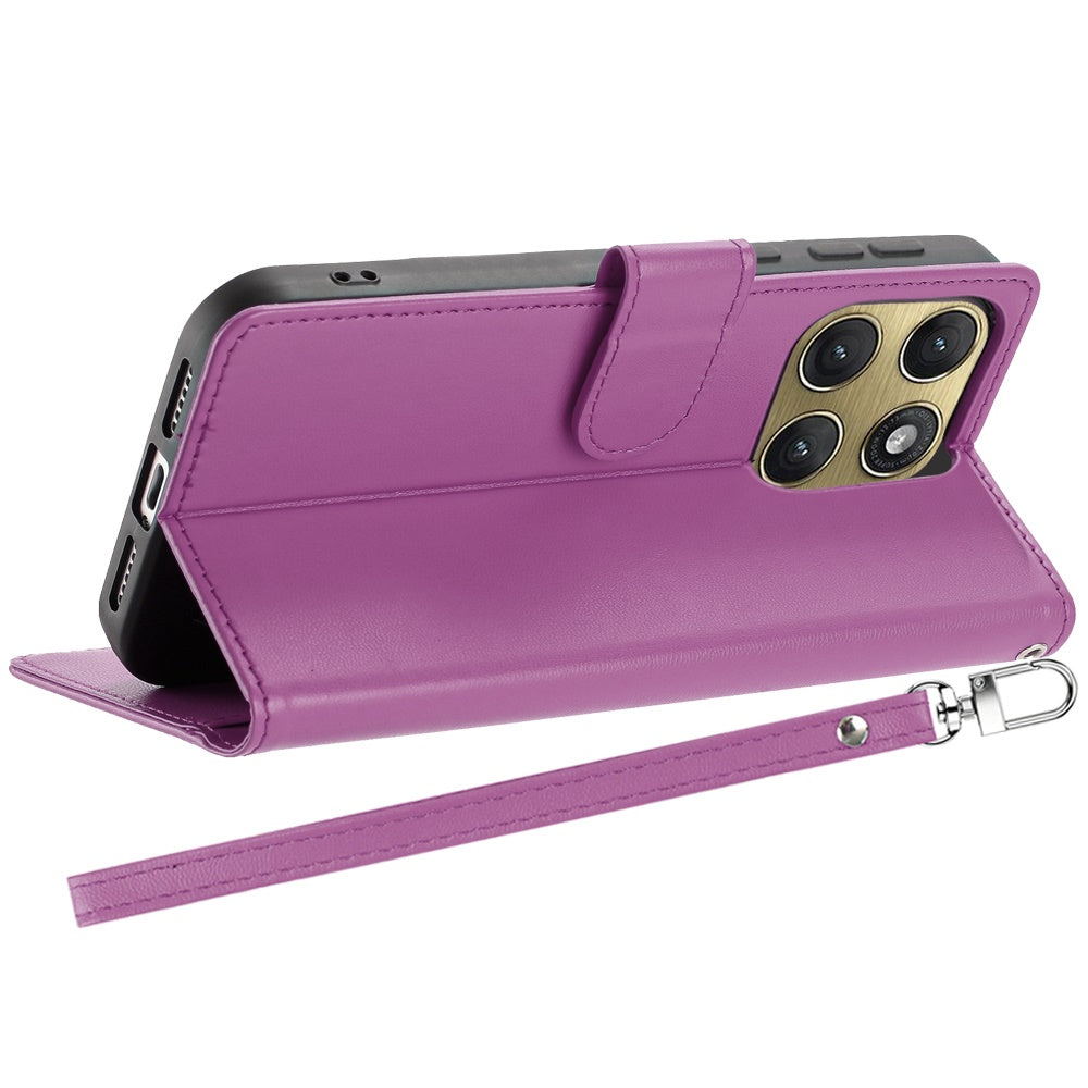 Phone Case for Motorola Edge 2026 Leather Wallet Folio Credit Card Holder with Magnetic Closure Wrist Strap Classic Flip Design Storage Slots Cover