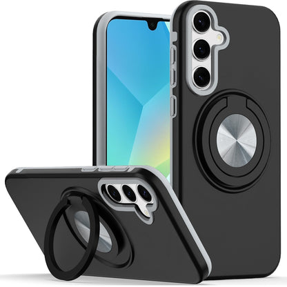 For Samsung Galaxy A16 5G Metal Matte Hybrid with Invisible Rotational Ring Stand, Car Mount Friendly, Military Grade Slim Fit Sturdy Case Cover Cosmic Orange
