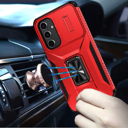 For Samsung Galaxy A15 5G Case, Camera Cover with Magnetic Rotation Ring Stand, Military Grade Hybrid Hard TPU Shockproof Case Cover