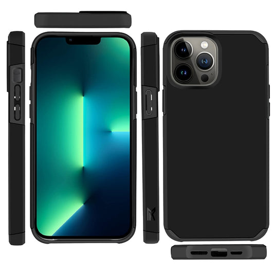 Phone Case for Apple iPhone 13 Pro Premium Slim Tough 2in1 Hybrid Case Dual-Layer PC TPU Rubber Armor with Shockproof Protection Cover Black