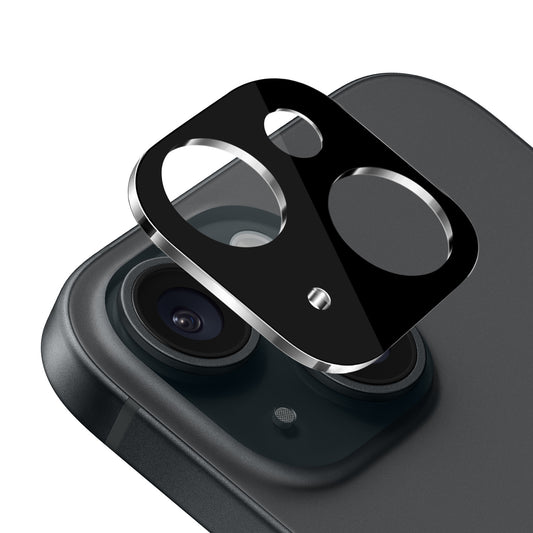 For iPhone 15 (6.1") Camera Lens Protector Tempered Glass with Colored Edge – Anti-Scratch, HD Clarity, Easy Install Protector Black