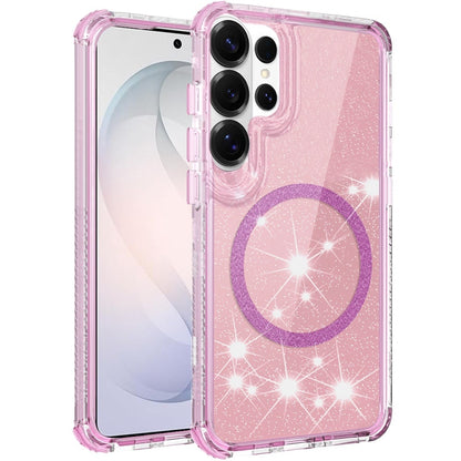 Phone Case for Samsung Galaxy S26 Ultra Magnetic Circle Glitter 3in1 Hybrid Shockproof Bling Protective Durable Crystal Clear Grip Slim Lightweight Cover