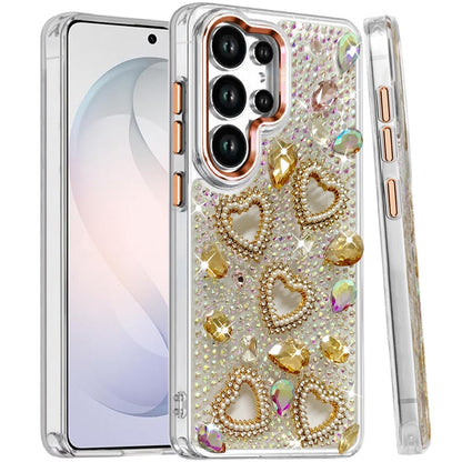 Phone Case for Samsung Galaxy S26 Ultra Luxury Crystal Heart Rhinestone Diamond Bling Shockproof Hybrid Glitter Protective Stylish Durable Grip Cover
