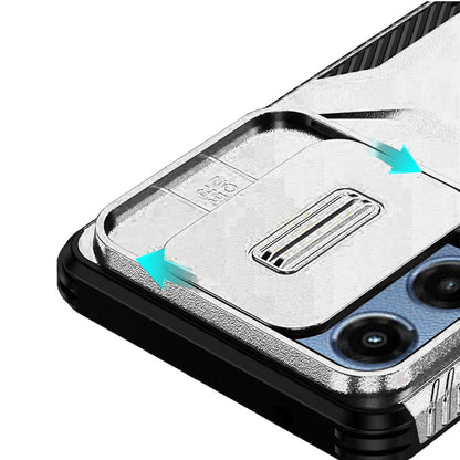 For Apple iPhone 16e Slim Fit Shockproof Hybrid with Slide Camera Window Covering, Rugged Tpu Silicone Hard PC Bumper Case Cover Silver