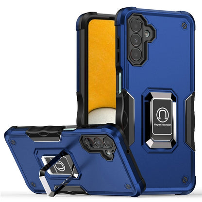 For Samsung Galaxy A13 4G Hybrid Stand Magnetic Ring Holder Kickstand Heavy Duty Rugged Drop Silicone & Hard PC Shockproof Case Cover Blue